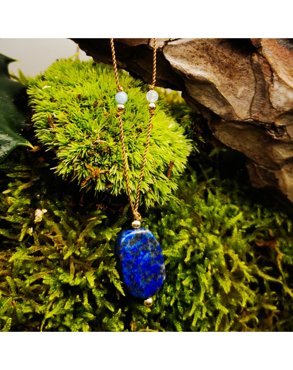 Collier Sautoir en pierre naturelle Lapis Lazuli Bleue